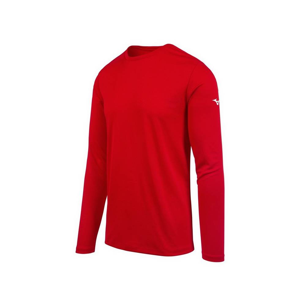 Mizuno Long Sleeve Férfi Futópóló Piros CPA987102